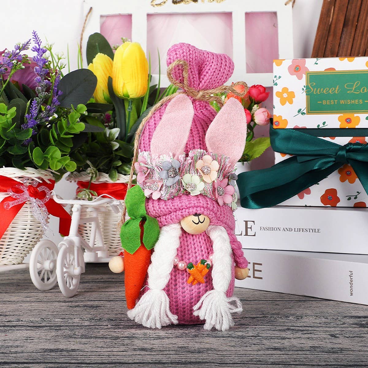 EASTER RUDOLPH CARROT BUNNY DOLL ORNAMENTS_CWMM3479