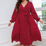 ELEGANT POLKA DOT RED MAXI DRESS FOR FALL_CWDSD8480