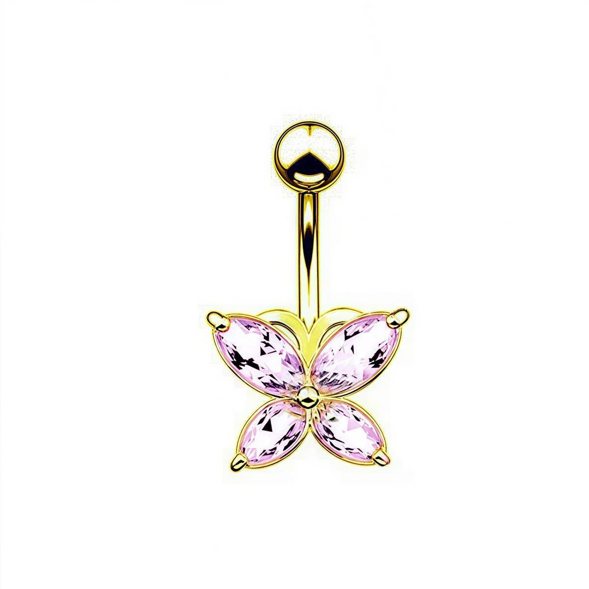 SILVER STAINLESS STEEL BUTTERFLY NAVEL RING_CWMM9384