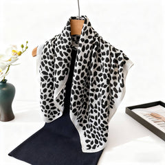 Vintage Leopard Herringbone Linen Headscarf_Cwasc03426