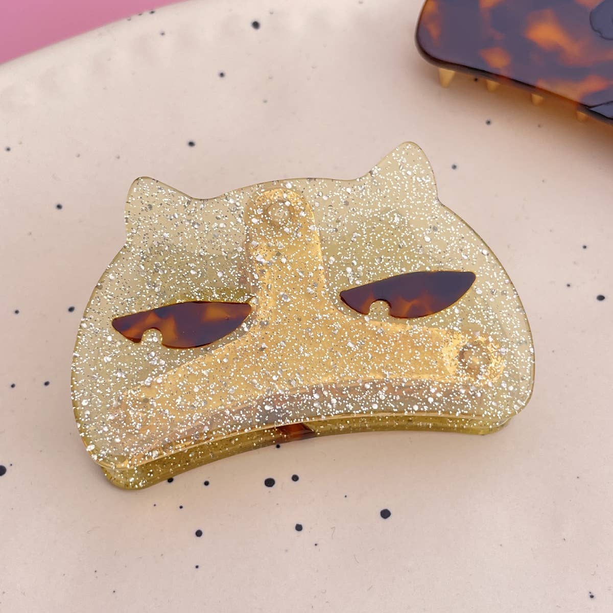 CAT ACETATE HAIR CLAW CUTE CHIC METAL SHARK CLIP_CWAHA0564