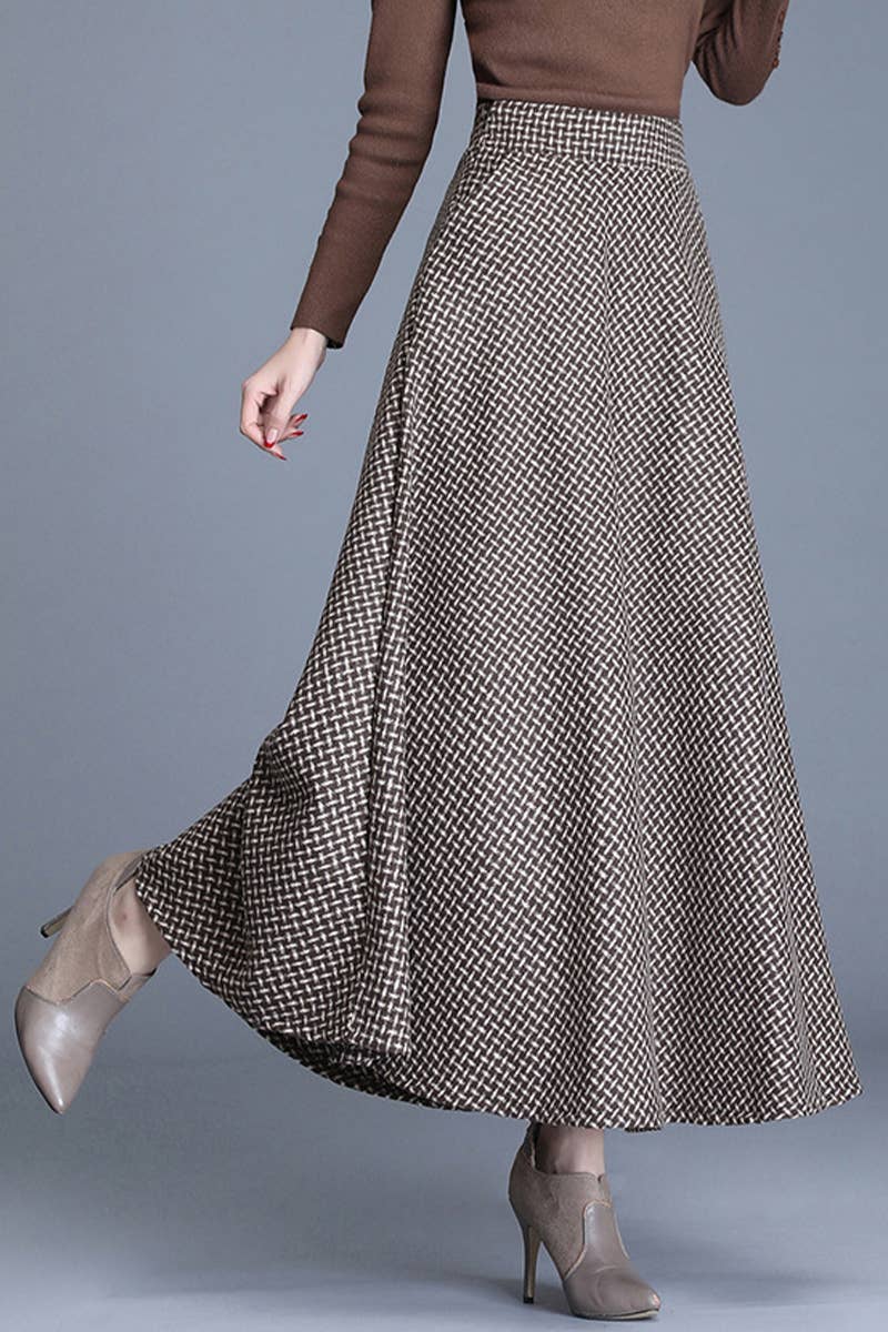 Woolen Thickened Waistline Long Skirt