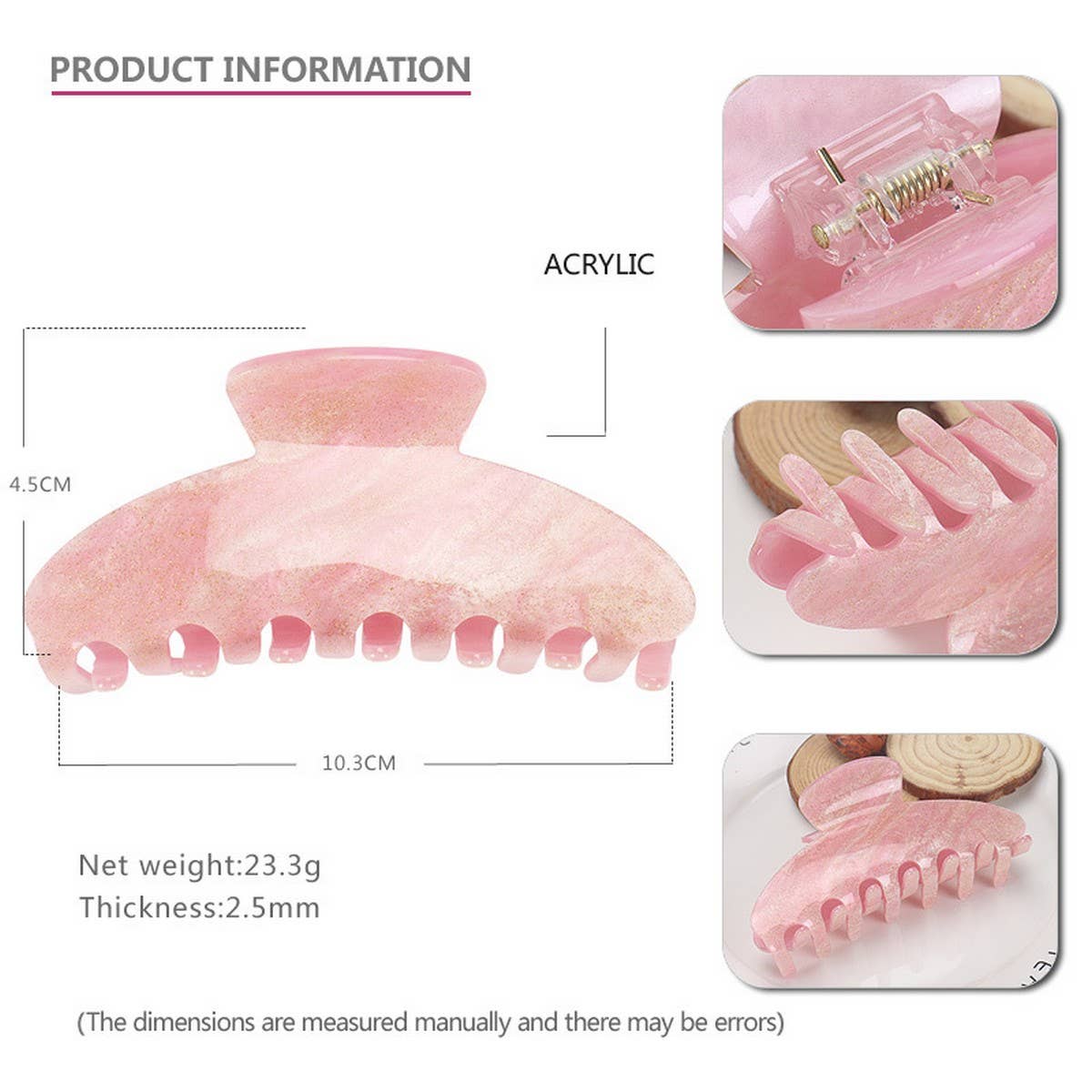 GLITTER ACRYLIC LARGE SHARK CLIP HAIR ACCESSORIES_CWAHA4332