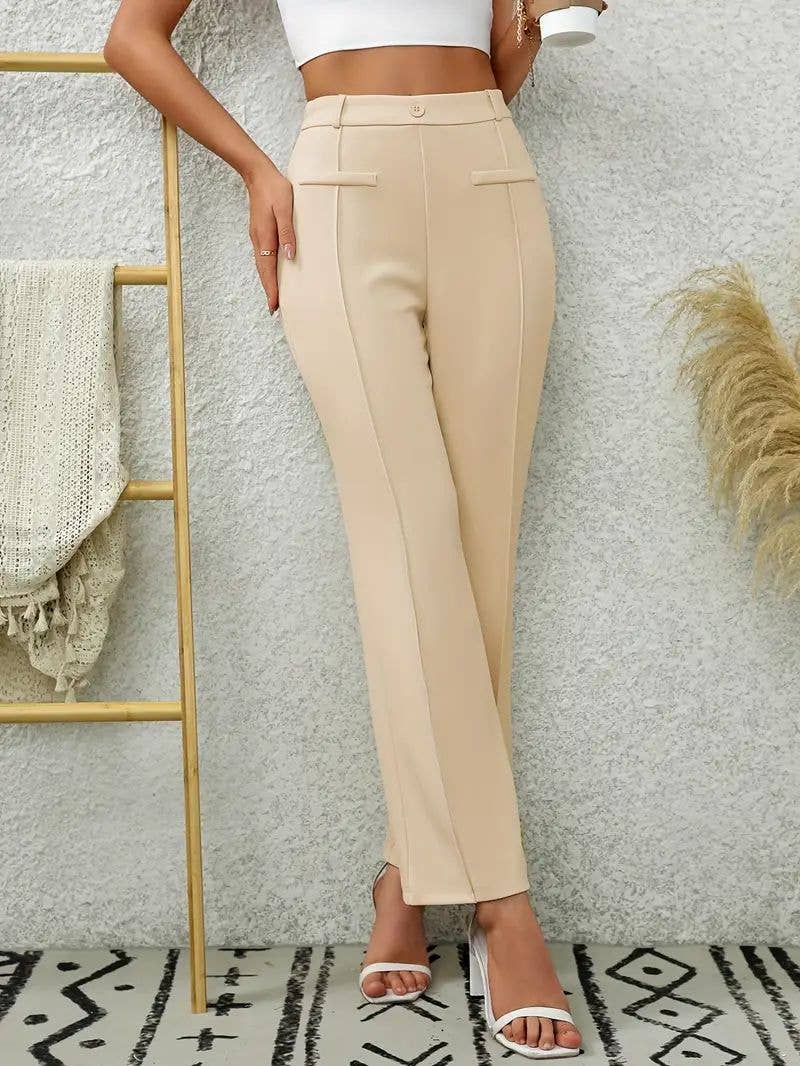 Trim Stretch Suit Pants With Front Pockets