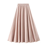 HIGH WAIST A LINE LOOSE FIT FLOWY MIDI SKIRT_CWBMS0332
