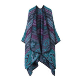 SHAWL FAUX CASHMERE JACQUARD SLIT CAPE SCARF_CWASC2231