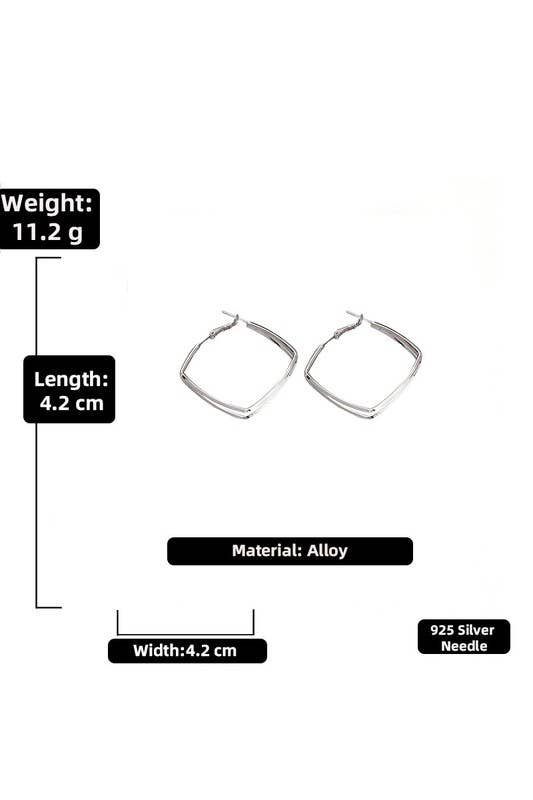 DOUBLE SQUARE RING SIMPLE EARRINGS_CWAJE147