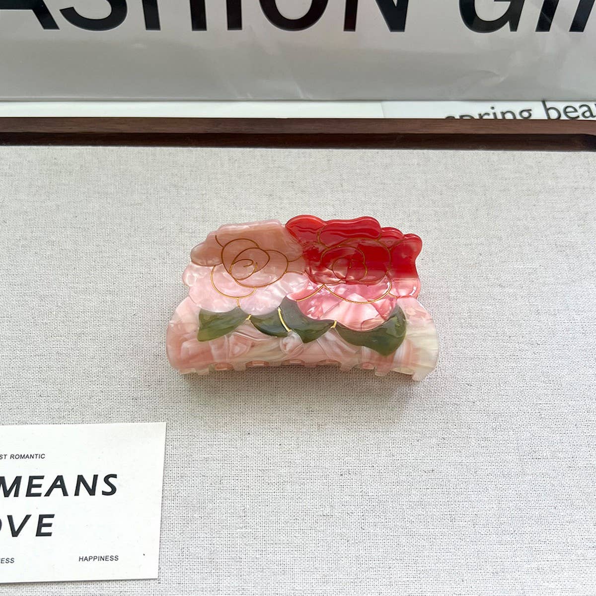 Vintage Two-Flower Acetate Clip Elegant Style