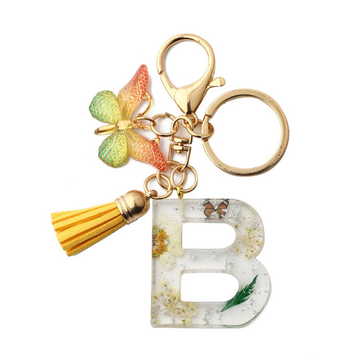 DRIED FLOWER PRINTED LETTER KEYCHAIN_CWMM1305
