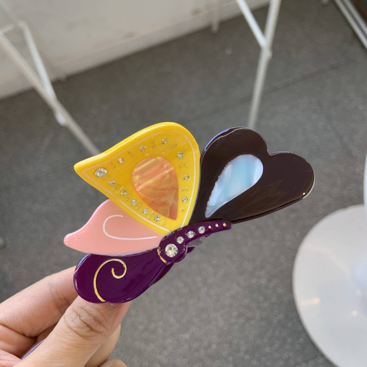 RHINESTONE BUTTERFLY HAIR CLAW CHIC SIMPLE CLIP_CWASC1599