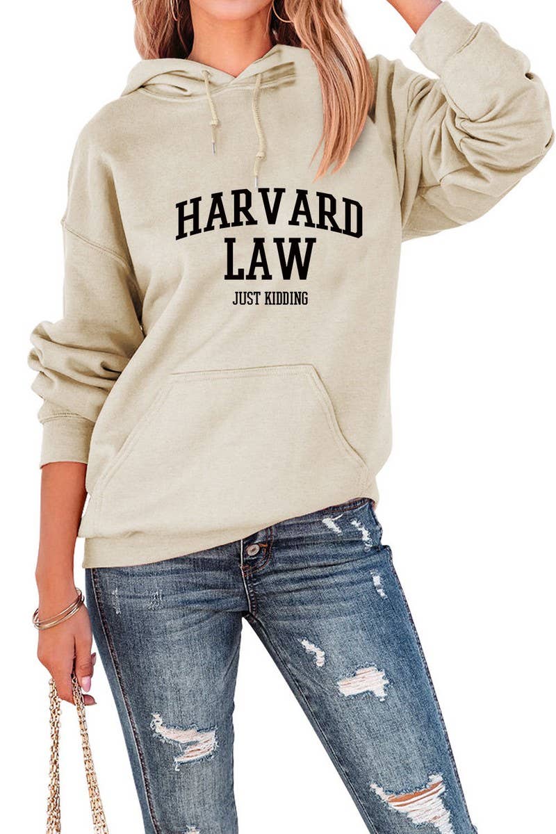 Women Harvard Printing Hooded Long Sweatshirt_Cwohol0320