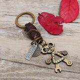 PUNK HAND WOVEN RETRO ALLOY COWHIDE KEYCHAIN_CWMM4784