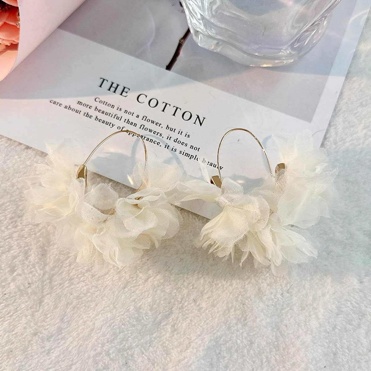 HANDMADE FABRIC FLOWER V SHAPE EAR CUFFS_CWMM6266