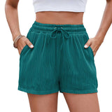 Solid Color Drawstring Shorts With Pocket Pits