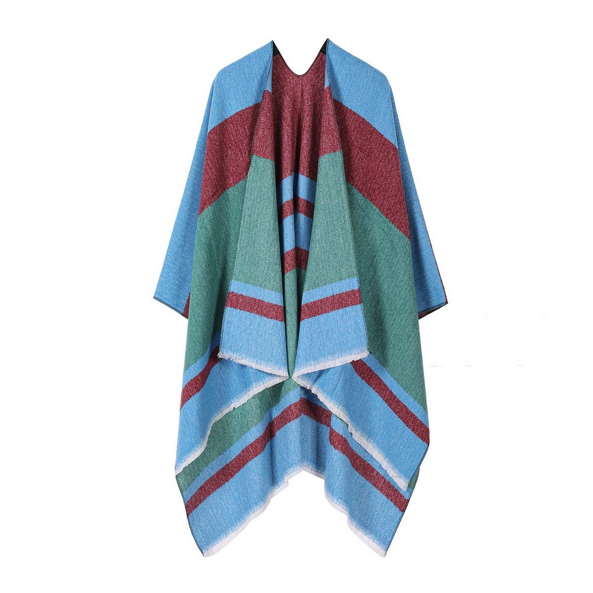 COLORBLOCKED AND BARRED CAPE WITH OUTER CAPE_CWASC2165