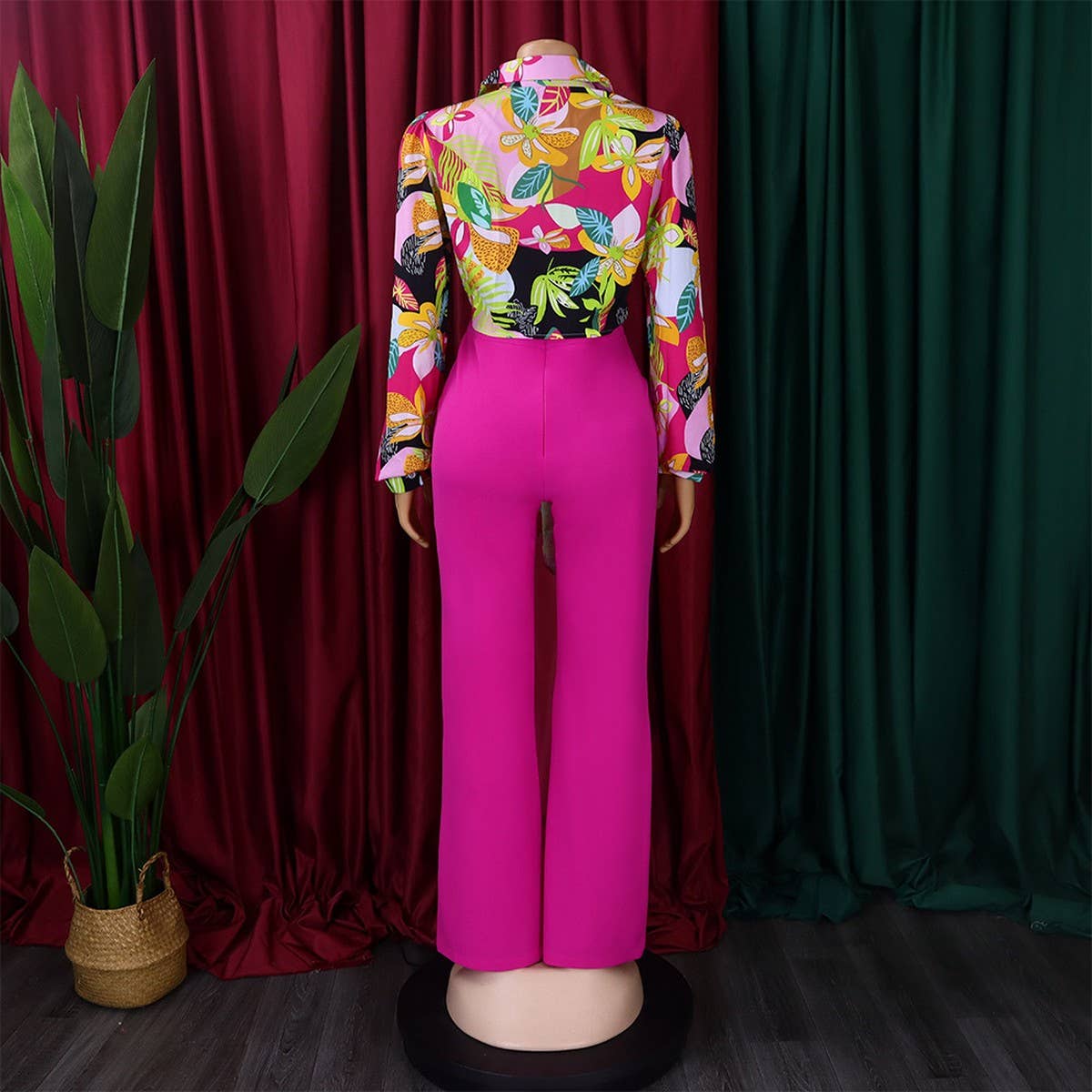 PRINTED SHIRT TOP WIDE LEG PANTS TWO PIECE SET_CWSTB1143