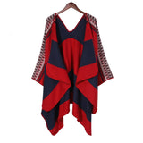 PRINTED DIAMOND LINE PATTERN BLANKET SHAWL CLOAK_CWASC0312