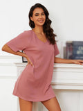 Waffle V-Neck Short-Sleeved Nightdress