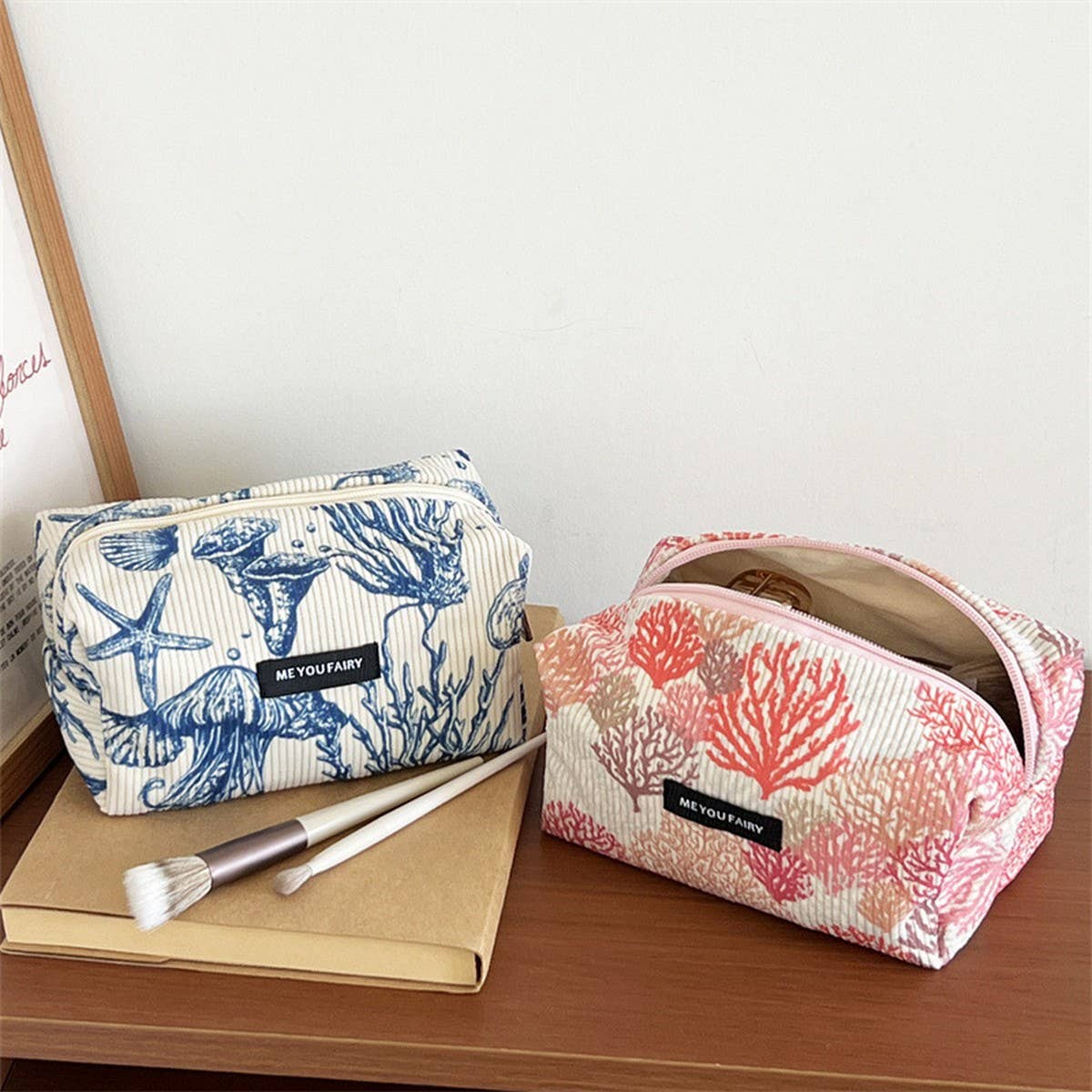 Corduroy Makeup Bag Large Travel Wash Hand Pouch_Cuab00734