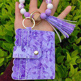 BLUE FLORAL BEAD WALLET GEOMETRIC KEYCHAIN SET_CWAB4953