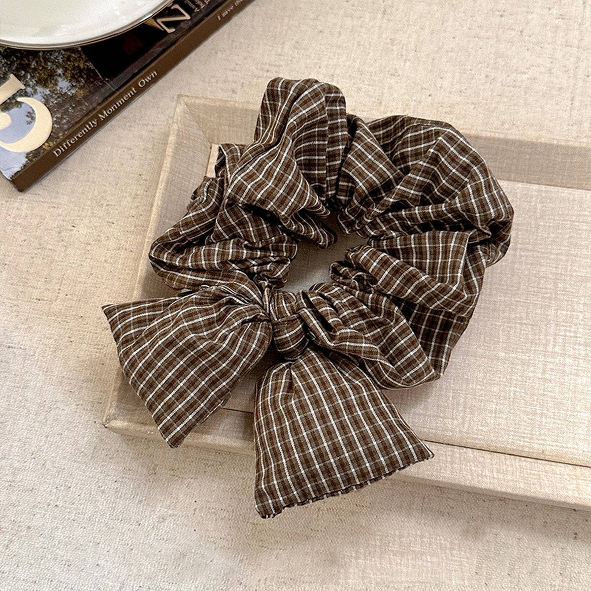 Mesh Bow Scrunchie Elegant Bun Hair Tie Accessory_Cwaha07780