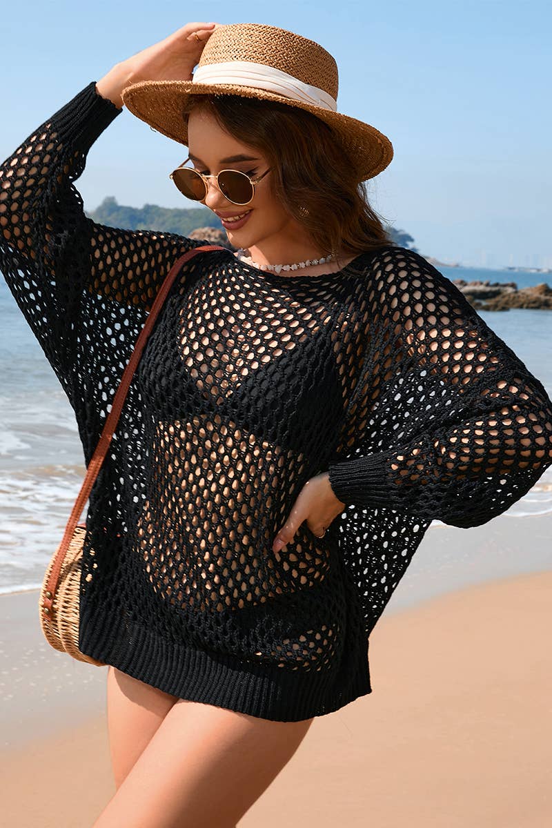 Women Loose Crew Neck Cutout Sweater_Cwtstl1072