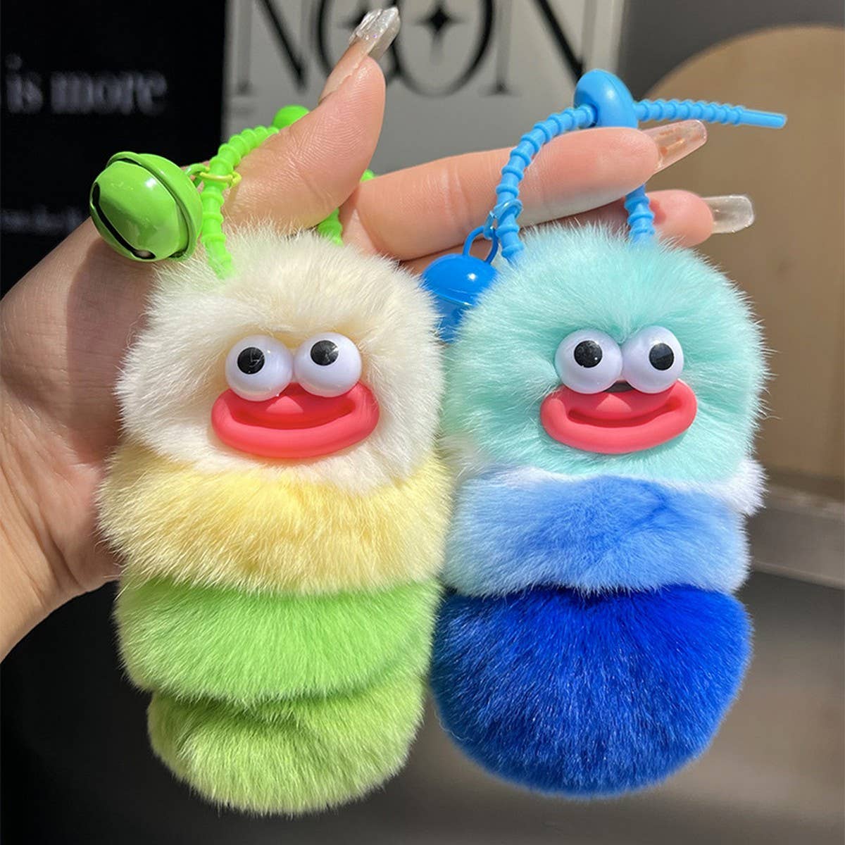CUTE CATERPILLAR CAR KEYCHAIN PENDANT PLUSH DOLL_CWMM2453