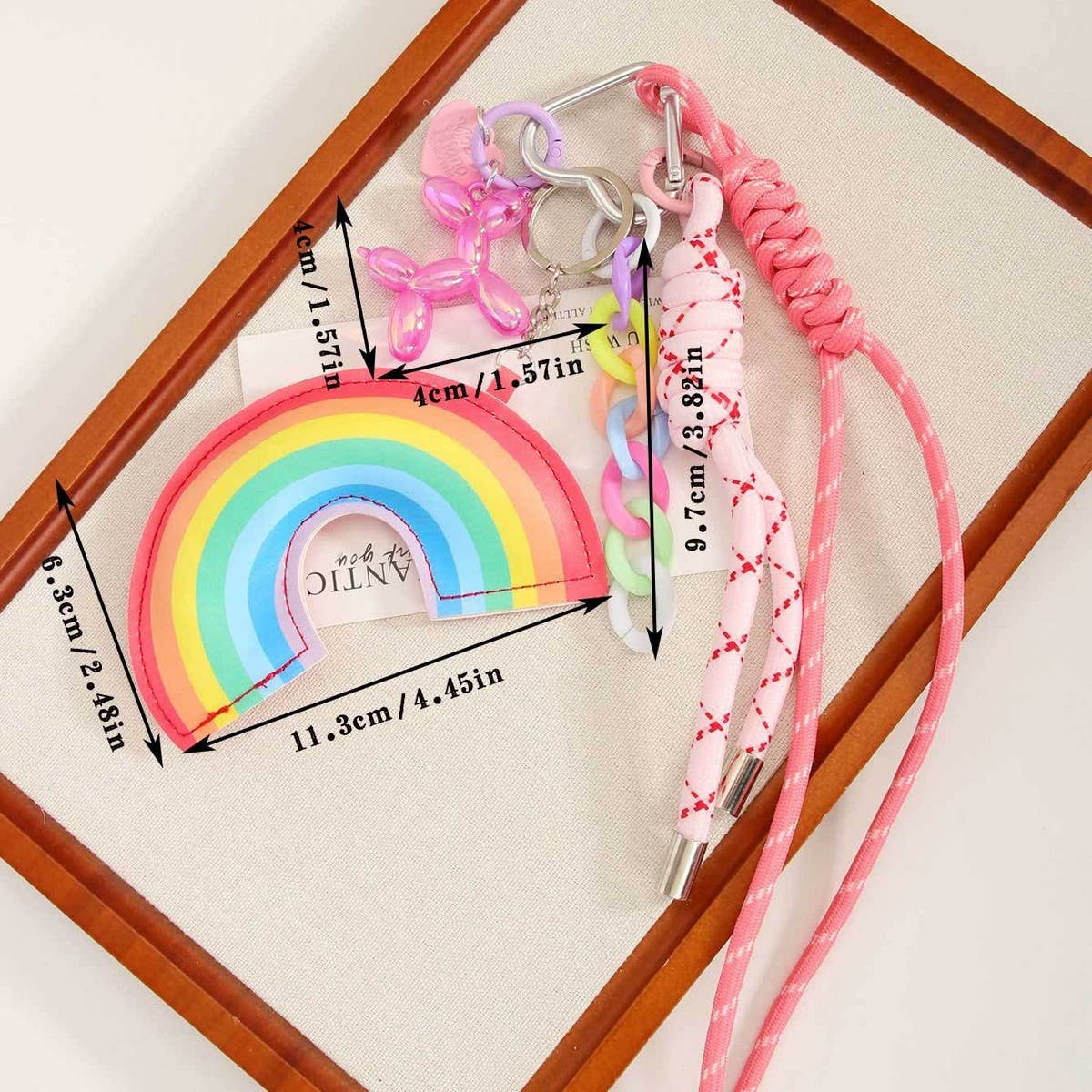 LEATHER RAINBOW PENDANT BOLD BAG KEY CHARM_CWMM7570