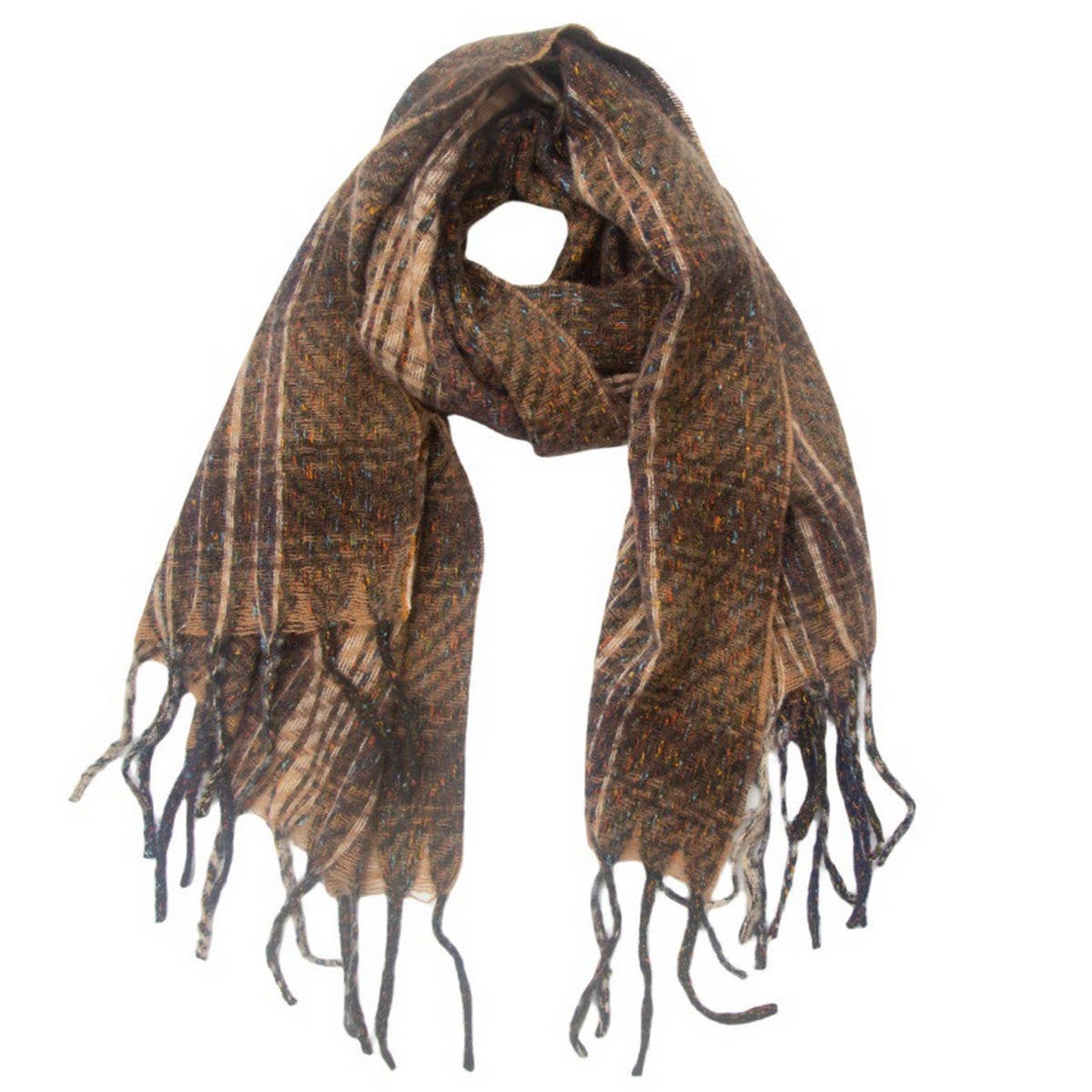 MIXED PLAID FRINGE SCARF UNISEX WINTER SHAWL_CWASC1282