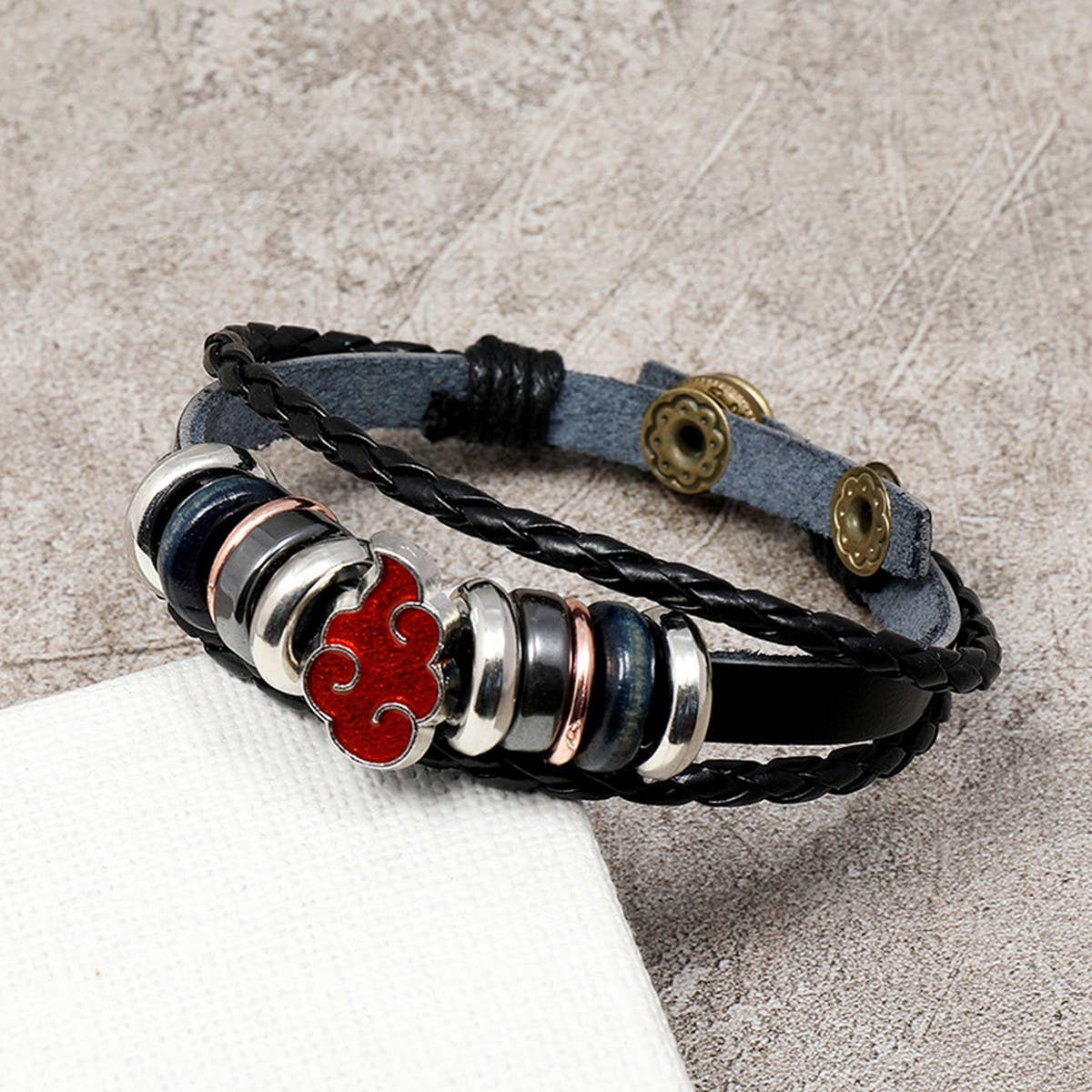 PERSONALIZED ANIME BRAIDED PUNK LEATHER BRACELET_CWMM4526