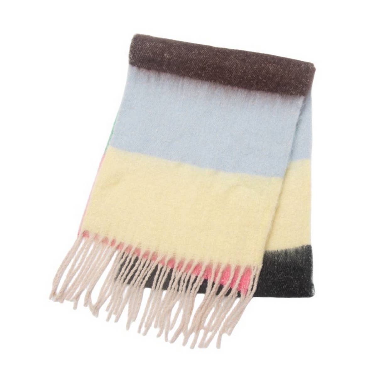 CHUNKY FRINGE STRIPE SCARF WINTER YARN WRAP_CWASC0877