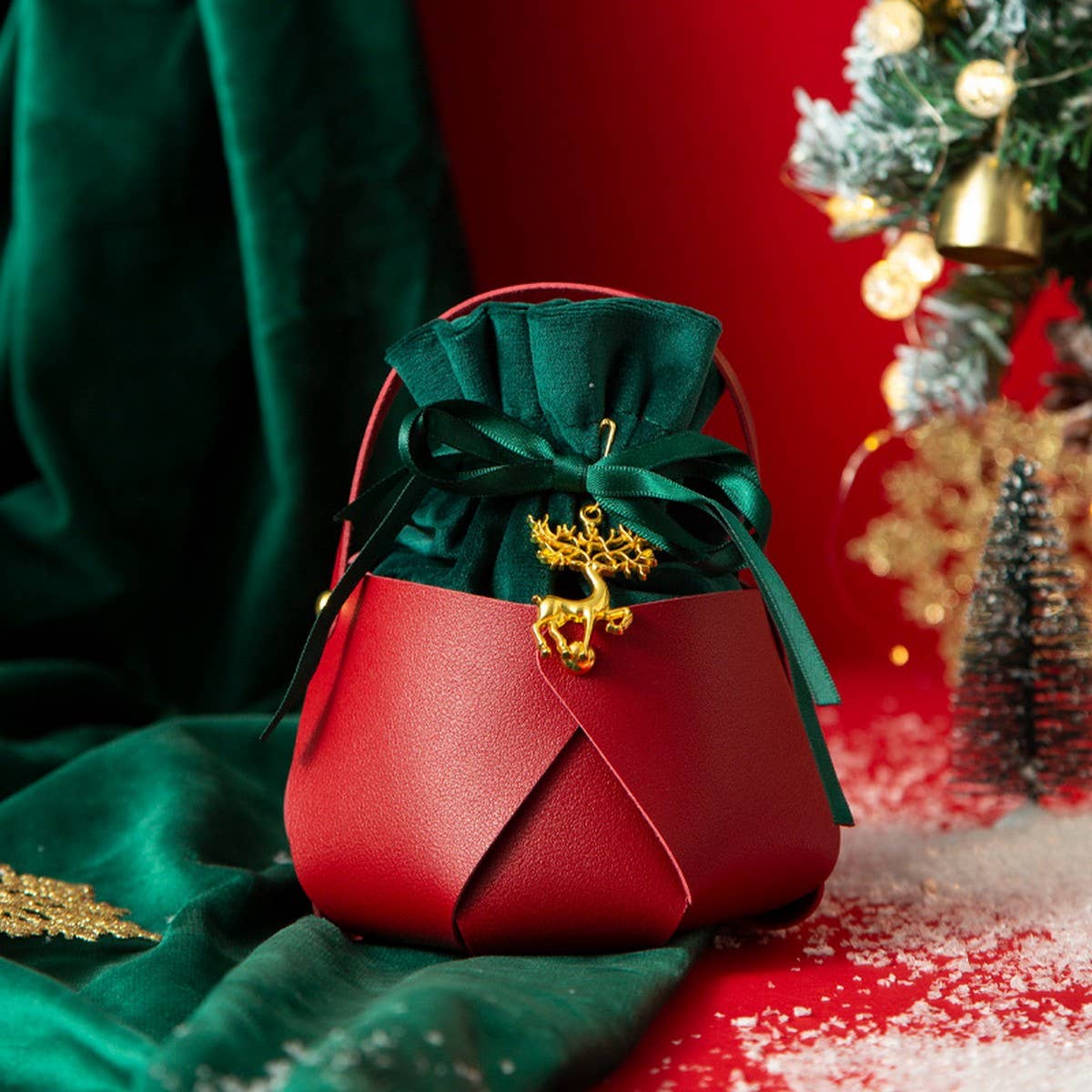 Christmas Apple Bag Pu Gift Tote Candy Box_Cuab00756