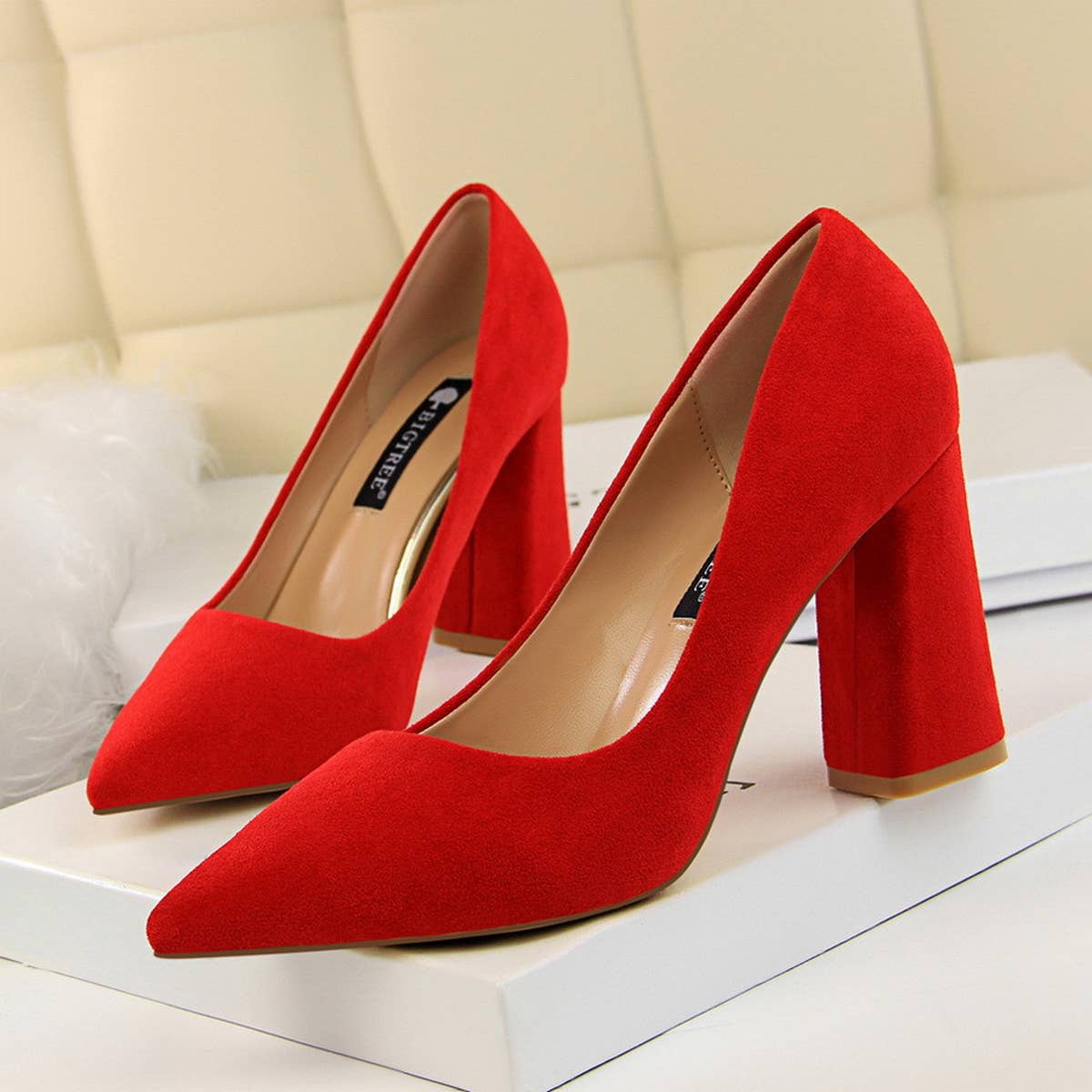 SIMPLE SUEDE SHALLOW MOUTH POINTED HIGH HEELS_CWSHH0037