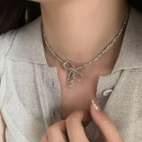 Wear High-End Metal Round Bead Bow Necklace