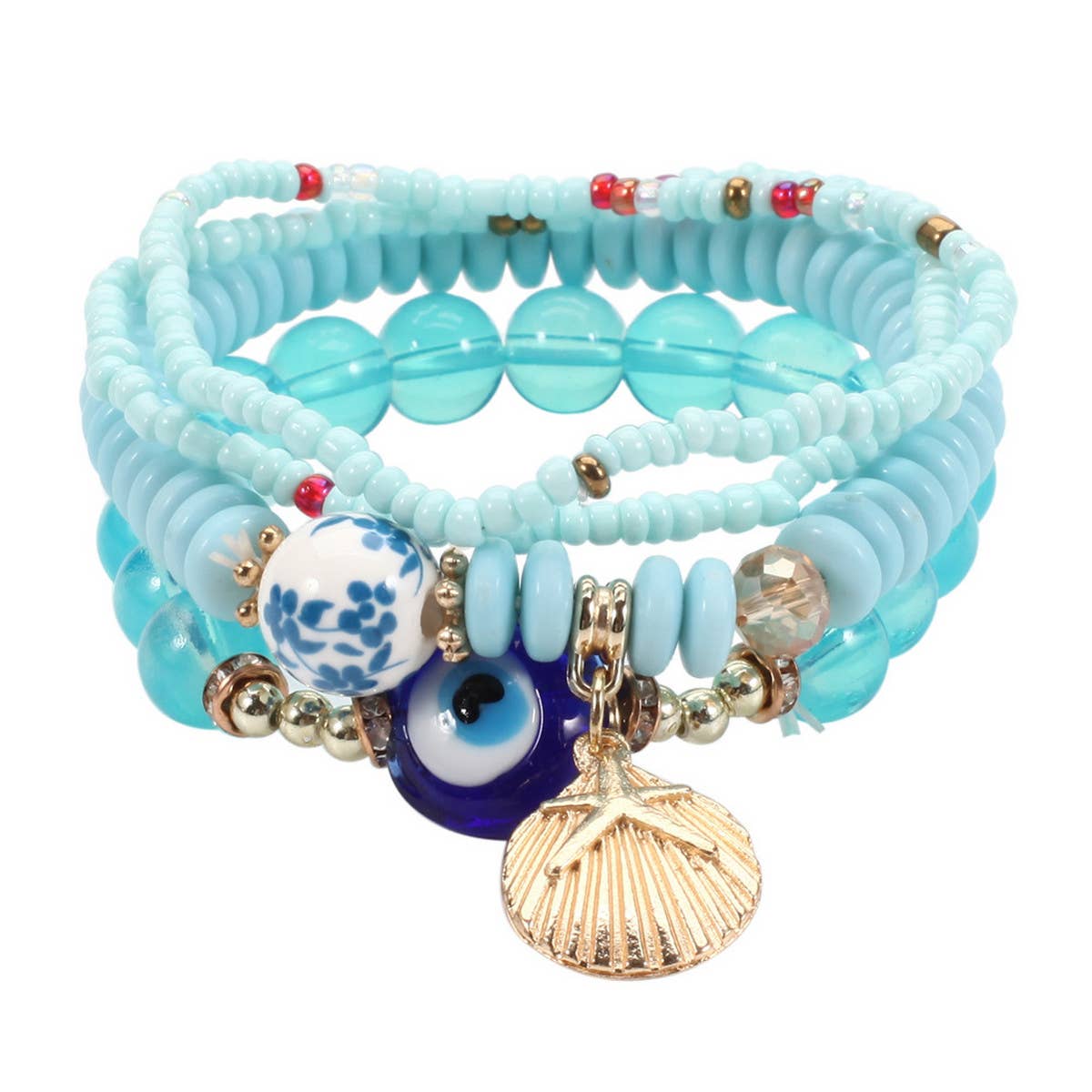 BOHEMIAN MULTI LAYERED EVIL EYE BRACELET_CWAJE2214