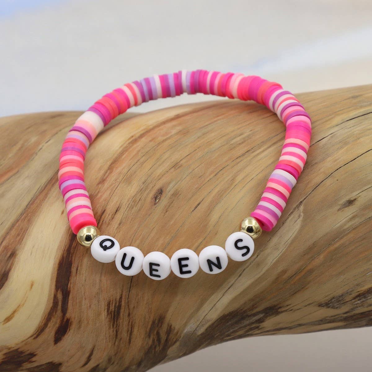 COLORFUL POLYMER CLAY LETTER BEADED BRACELET_CWMM3570
