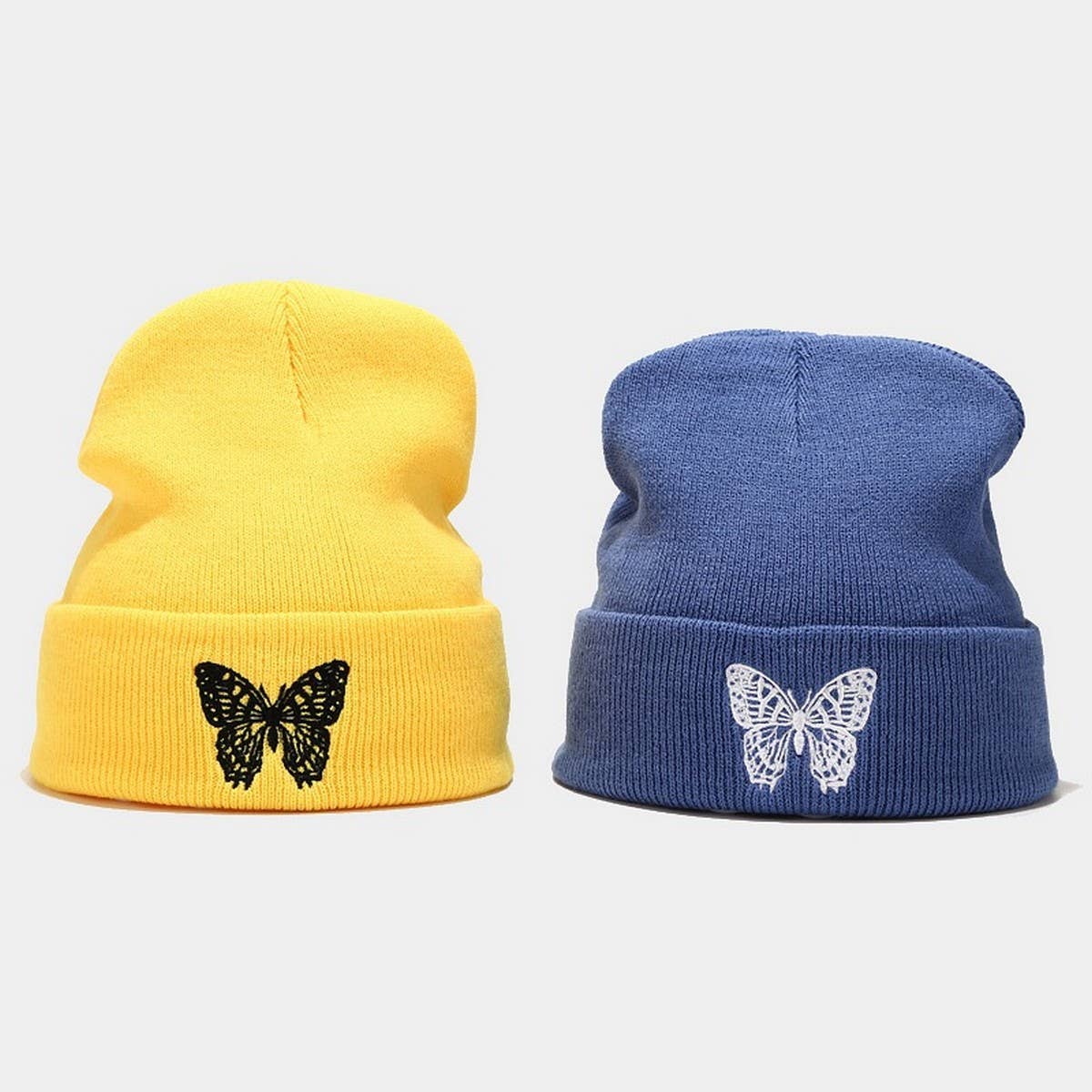 BUTTERFLY EMBROIDERY ALL MATCH WARM KNITTED HAT_CWAH2132