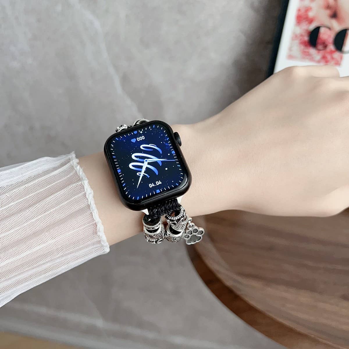 IWATCH9 1 SE DOG PAW ORNAMENT GENUINE LEATHER STRAP_CWWW0060