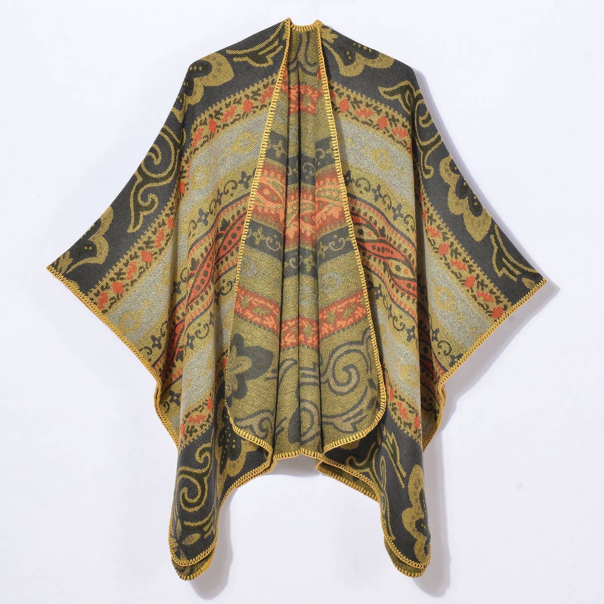 Vintage Interwoven Vine Flower Warm Shawl_Cwasc0957