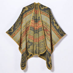 Vintage Interwoven Vine Flower Warm Shawl_Cwasc0957