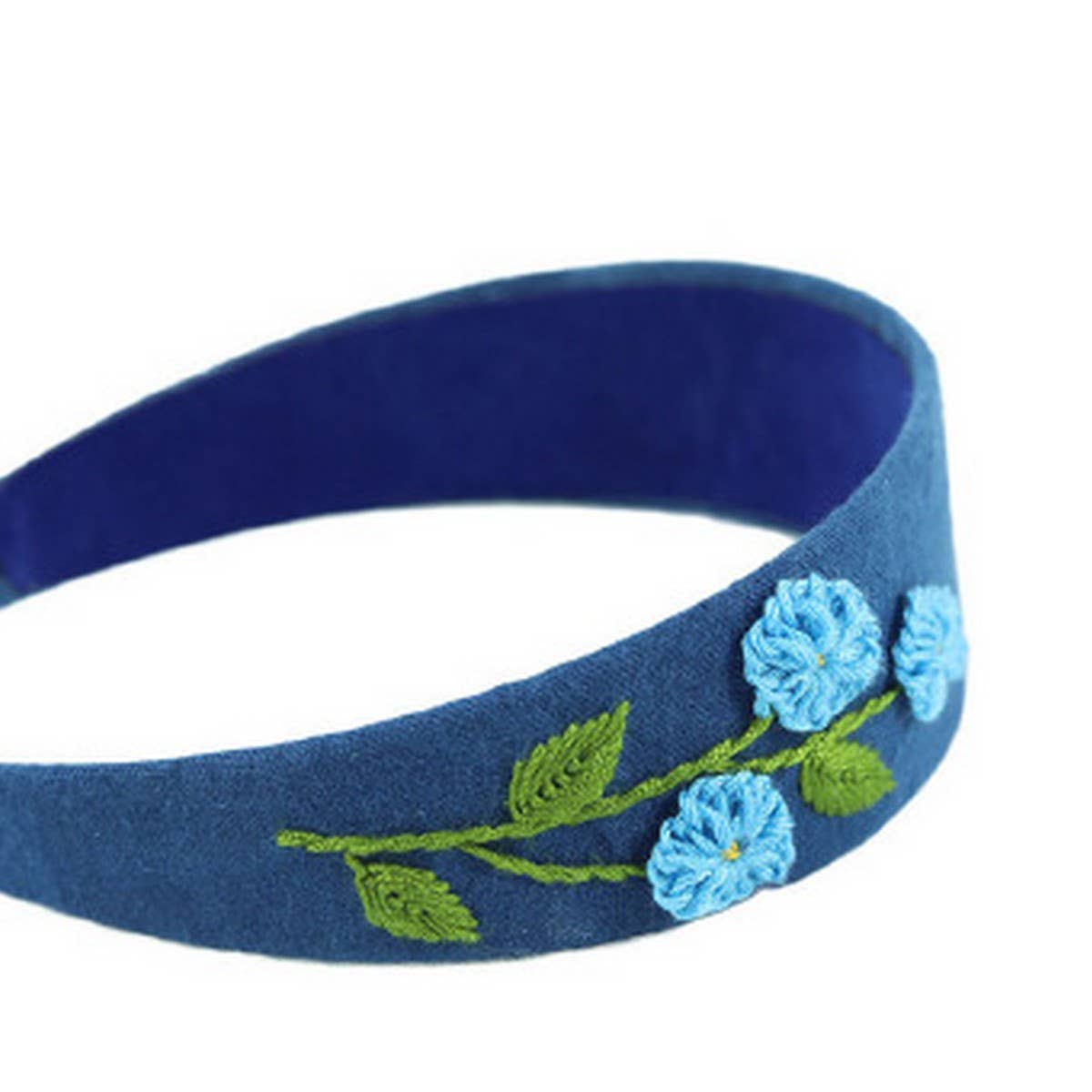 INDIGO DYE HAND EMBROIDERED HEADBAND SIMPLE FRESH_CWMM6109