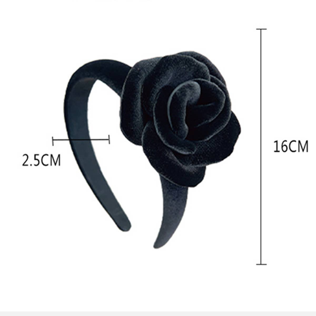 Elegant Solid Velvet Rose Wide Headband_Cwaha07332