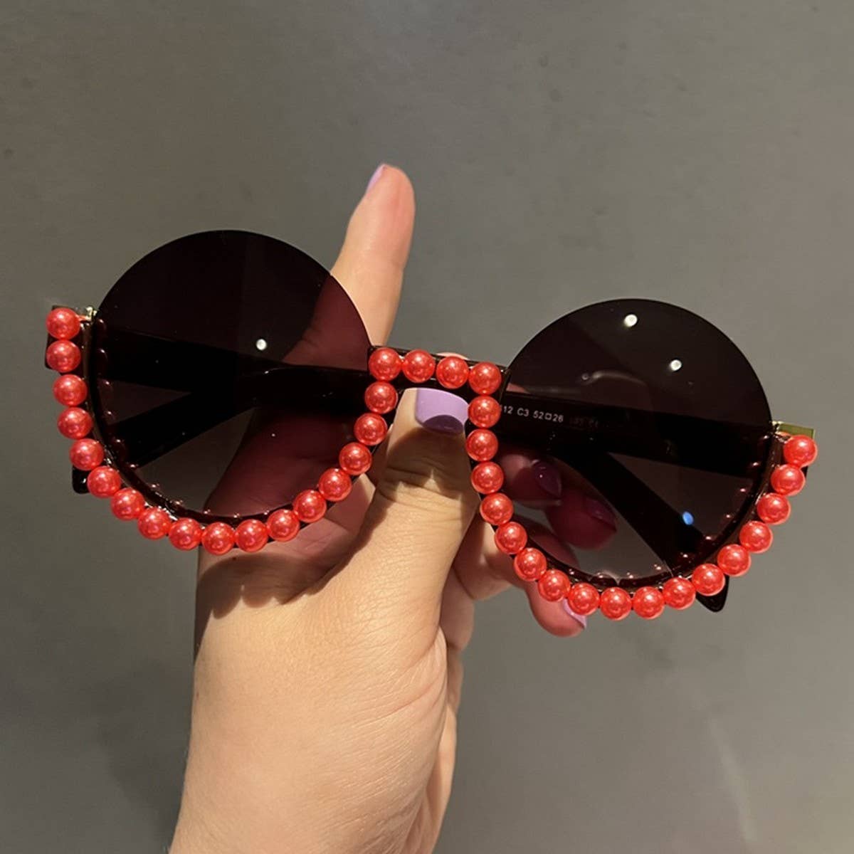 FASHIONABLE ROUND HALF FRAME SMALL SUNGLASSES_CWASG0782