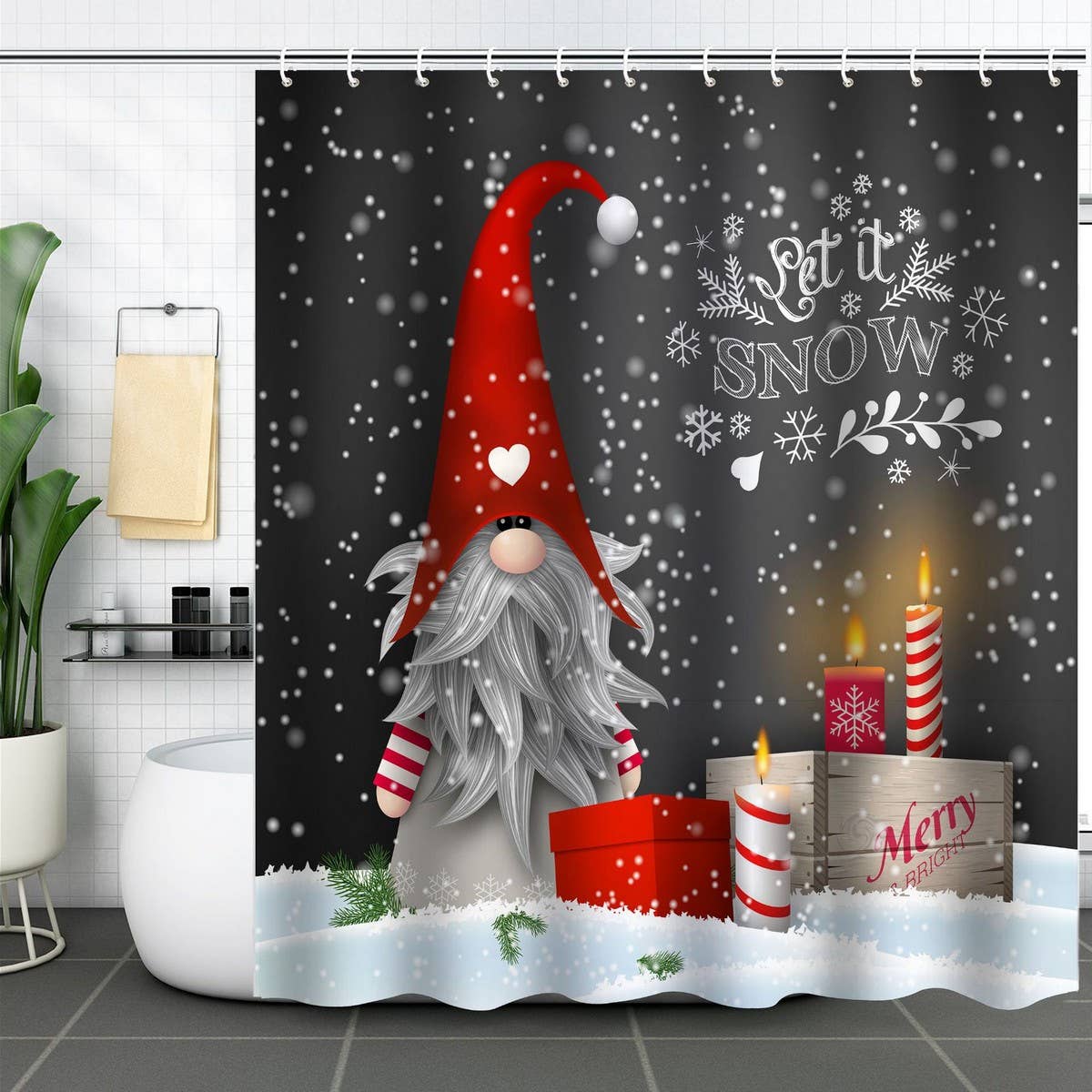 HOT SALE CHRISTMAS WATERPROOF SHOWER CURTAIN_CWMM1808