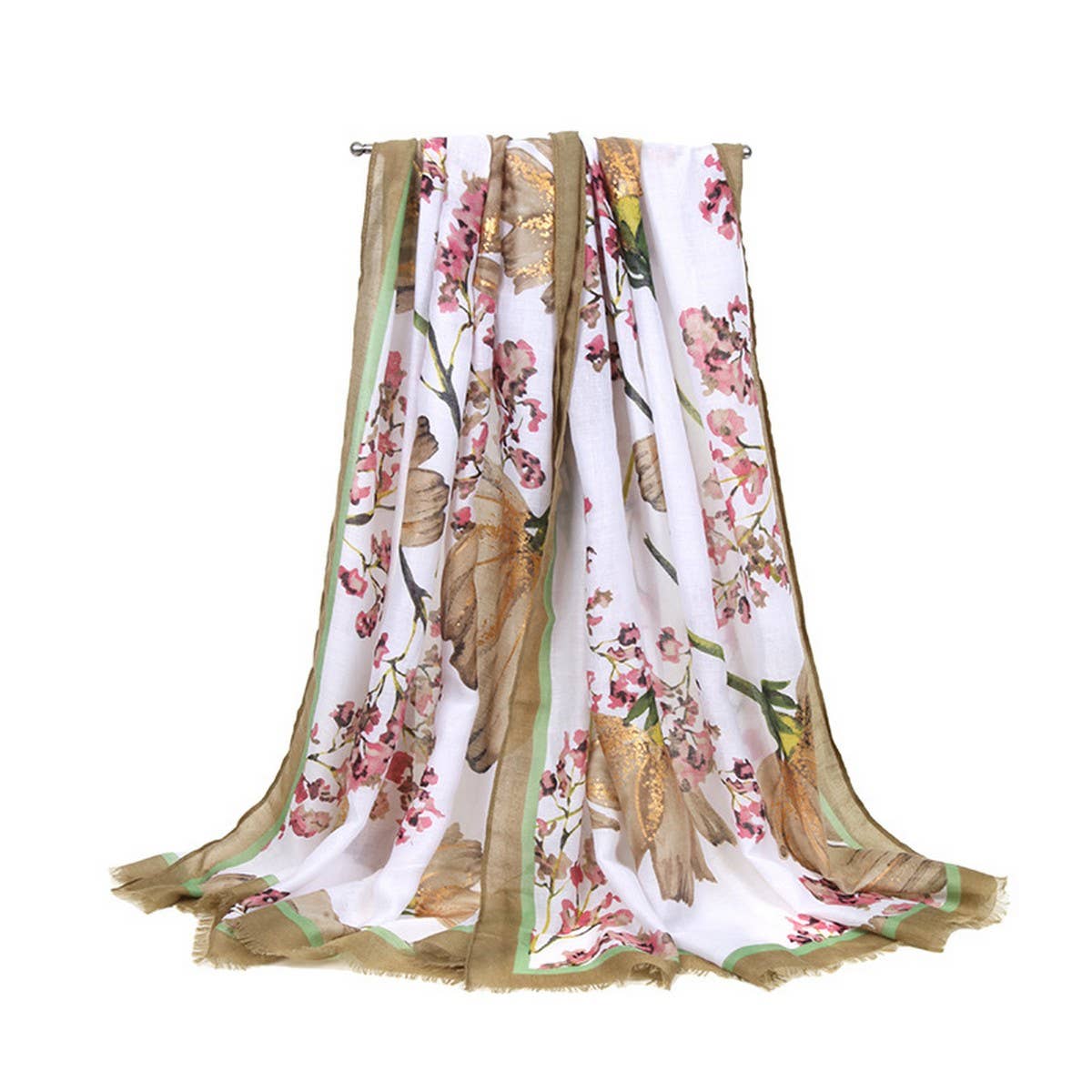 SATIN GOLD TRIMMED SCARF FOR WOMEN SHAWL_CWASC0685