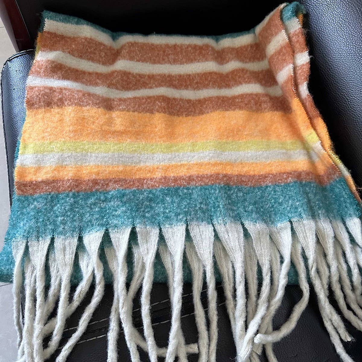 STRIPE SCARF COZY FAUX CASHMERE WINTER WRAP_CWASC2359