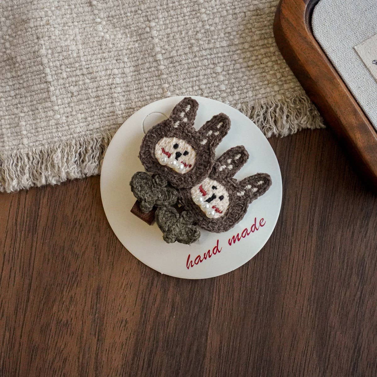 Handmade Bunny Cherry Fabric Hair Clip_Cwaha08354