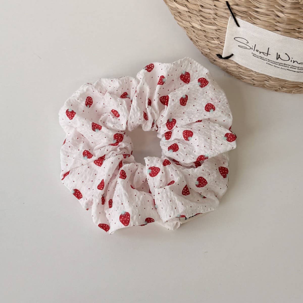 Polka Strawberry Scrunchie Cute Low Pony_Cwaha08168