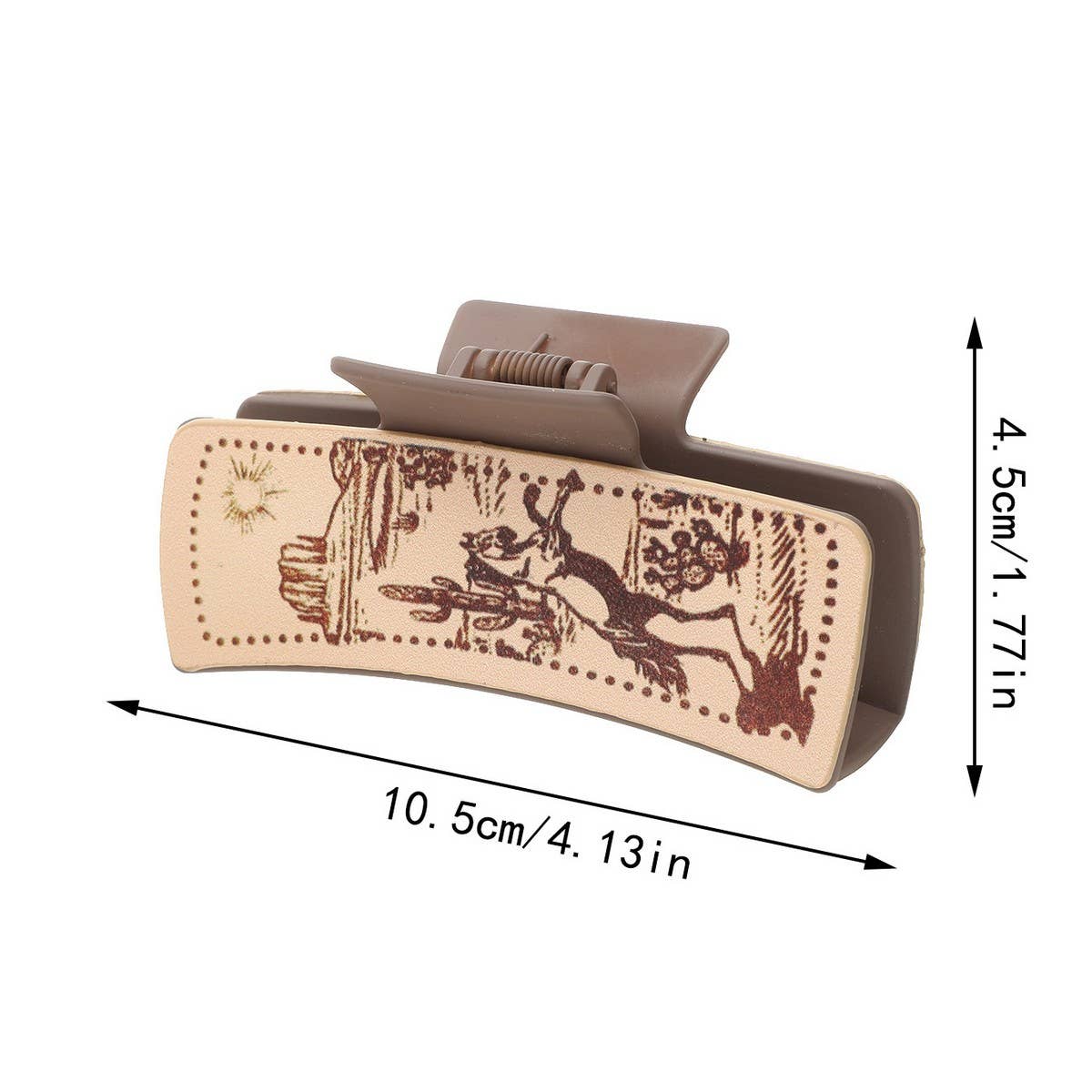 CACTUS PRINT LEATHER HAIR CLAW CLIP WESTERN STYLE_CWAHA0606
