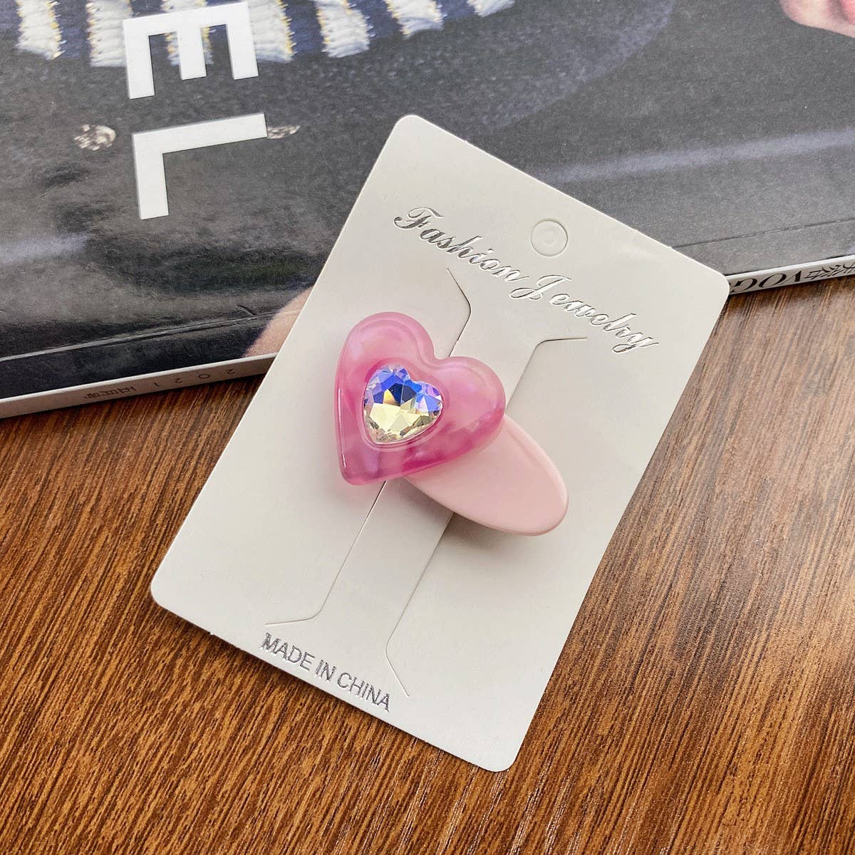 CHILDRENS CUTE HEART SHAPED DIAMOND HAIRPIN_CWAHA0730